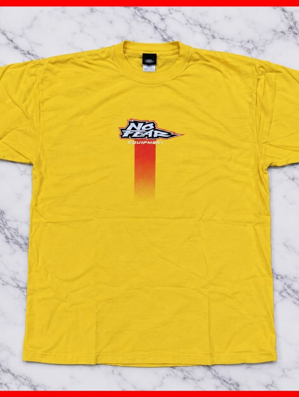 EXTREMELY RARE Vintage 90s No Fear T-Shirt XL Yellow Graphic 1990s Motocross